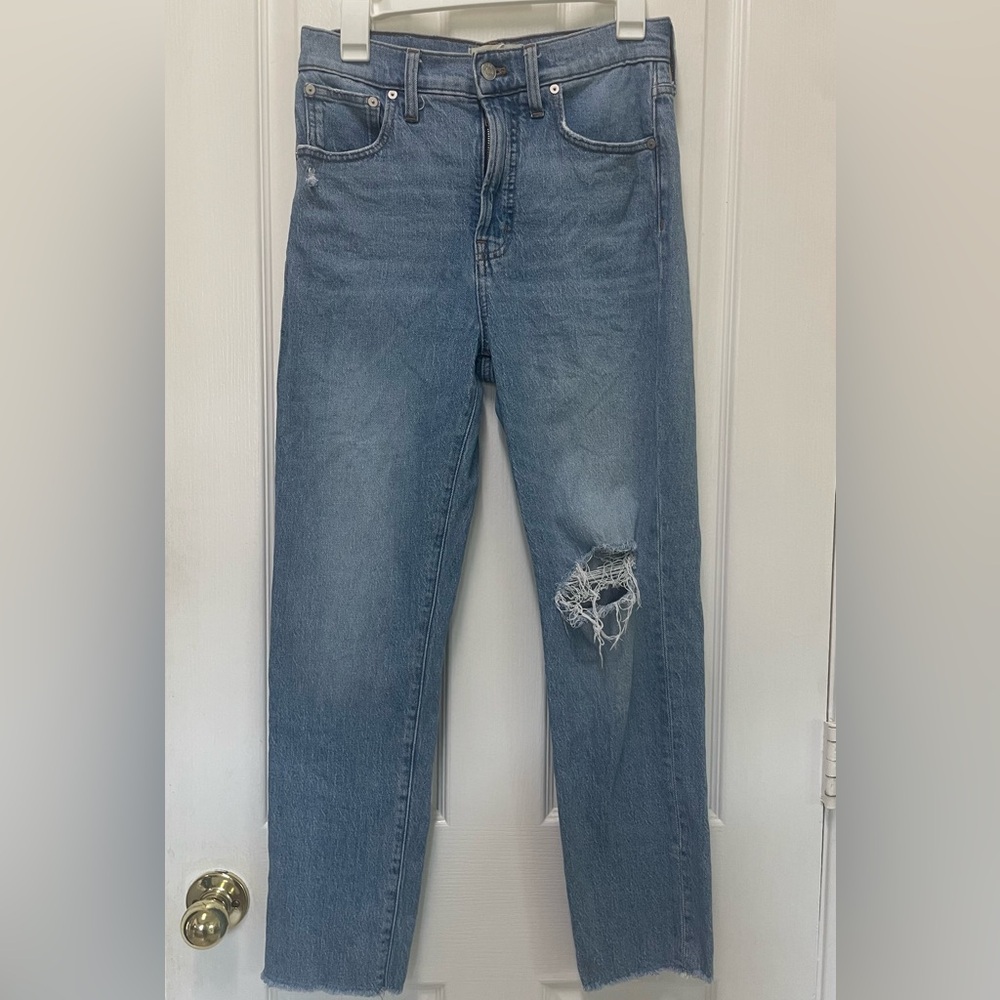 Madewell Perfect Vintage Frayed Hem Light Blue Wash Jeans Size 27